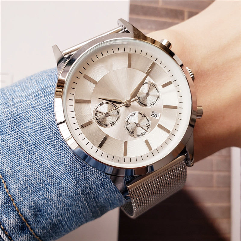2022 High quality men's Fashion Watch Brand Table 44mm round dial mesh stainless steel strap display calendar
2022 High quality men's Fashion Watch Brand Table 44mm round dial mesh stainless steel strap display calendar