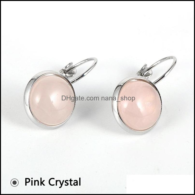 Charm 12Mm Women Turquoises Rose Crystal Quartz Tiger Eye Opal Stone Charms Dangling Earrings Amethysts Hanging Earring Dhseller2010 Dhsln