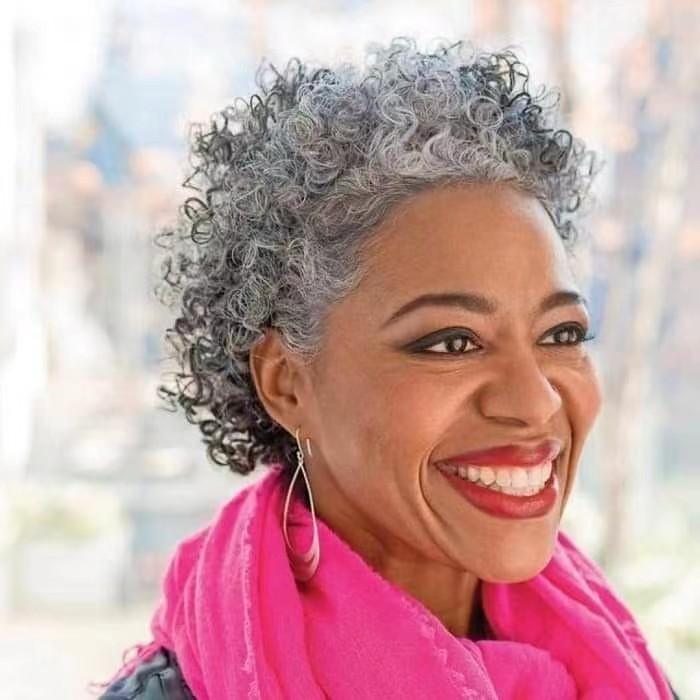 Ombre Grey Afro Puff Drawstring Ponytail Natural Kinky Curly Ponytail Hair Extension for Black Women African American 100g 80g