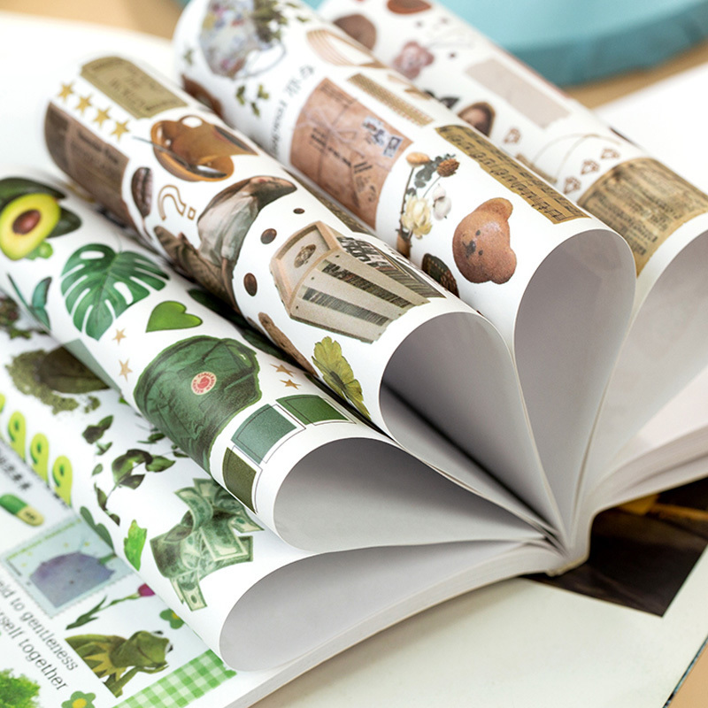 Adhesive Stickers Yoofun 50sheets Magazine Sticker Book Washi Paper Journal DIY Material Decoration Stickers Memo Pad Scrapbooking Ins Stationery 2209