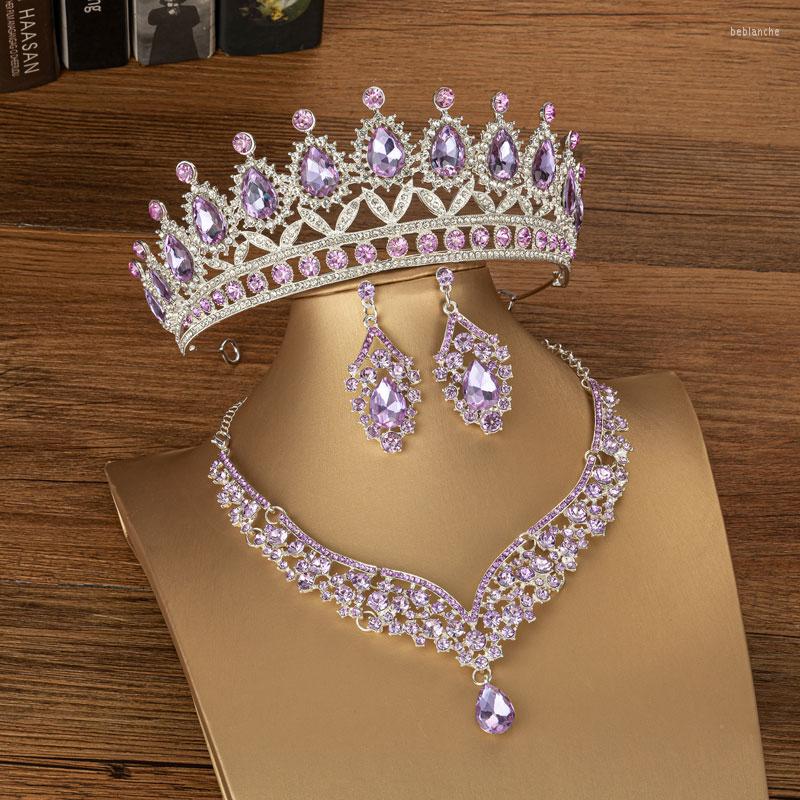 Necklace Earrings Set KMVEXO Purple Crystal Bridal For Women Tiaras Crown Bride Wedding Dubai Jewelry Accessories, Picture shown
Necklace Earrings Set KMVEXO Purple Crystal Bridal For Women Tiaras Crown Bride Wedding Dubai Jewelry Accessories, Picture shown
