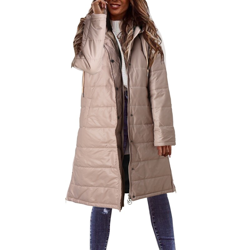 Womens Down Parkas Sleeve Vest Quilted Down Pockets Warm Down Womens Winter Hood Long With Jacket With Jacket Coat Quilted Outdoor 220902