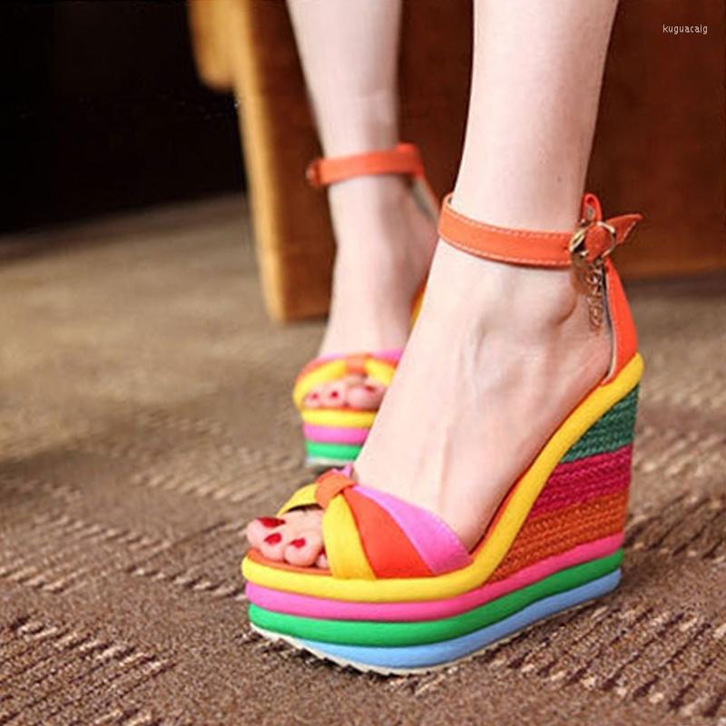 Sandals 2022 Mixed Color Gladiator Women Wedges Shoes Rainbow High Platform Woman Heel Sandalias Mujer, Sky blue
Sandals 2022 Mixed Color Gladiator Women Wedges Shoes Rainbow High Platform Woman Heel Sandalias Mujer, Sky blue
