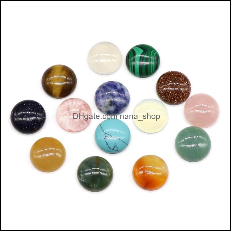 Stone 18Mm Flat Back Assorted Loose Stone Round Shape Cab Cabochons Beads For Jewelry Making Healing Crystal Wholesale Dr Dhseller2010 Dhaix
