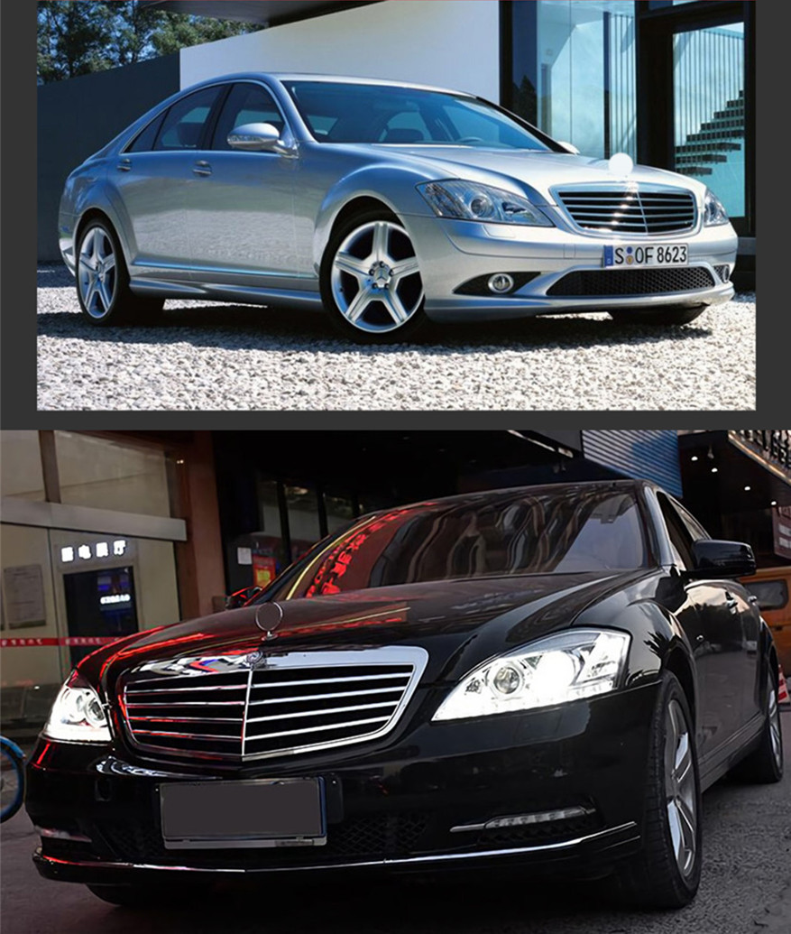 Car Headlights For W221 2006-2009 S300 S400 LED Light Replacement DRL High Beam Lens Daytime Front Headlight