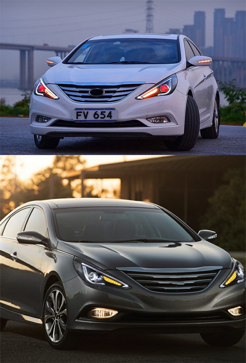 LED Head Light Parts For Hyundai Sonata 8 2010-2014 Front Headlights Replacement DRL Daytime light Projector Facelift