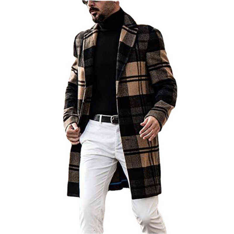 Men's Suits Blazers Autumn Winter Fashion Men Wool Jackets Solid Color Single Breasted Lapel Long Jacket Casual Overcoat Trench L220902