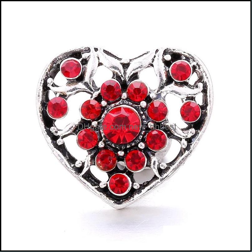 Clasps Hooks Wholesale Rhinestone 18Mm Snap Button Flower Clasp Hollow Metal Zircon Charms For Snaps Jewelry Findings Dhseller2010 Dhjdk