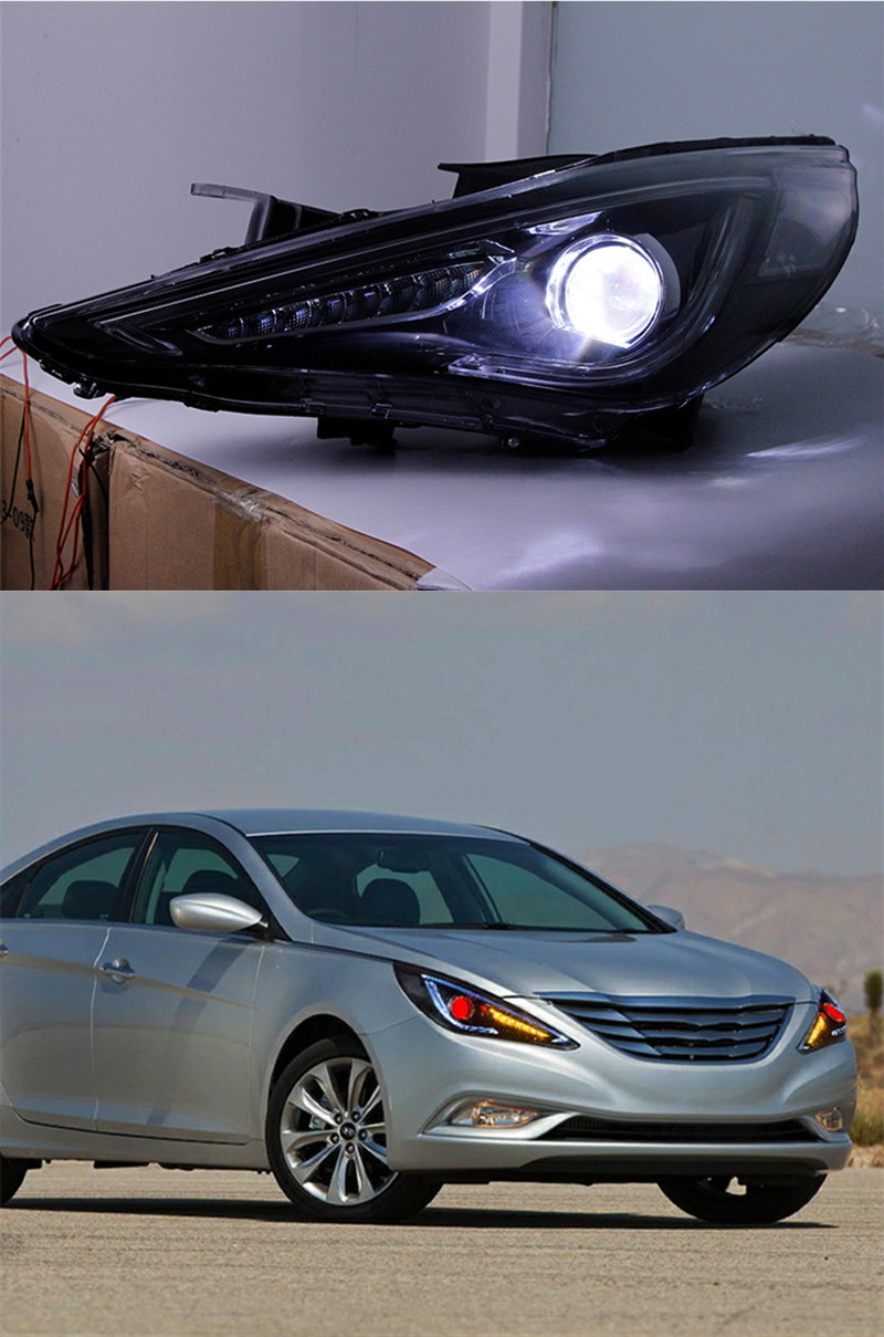 LED Head Light Parts For Hyundai Sonata 8 2010-2014 Front Headlights Replacement DRL Daytime light Projector Facelift