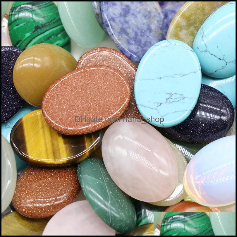Stone 18X25Mm Flat Back Assorted Loose Stone Oval Cab Cabochons Beads For Jewelry Making Healing Crystal Wholesale Drop D Dhseller2010 Dhnz7