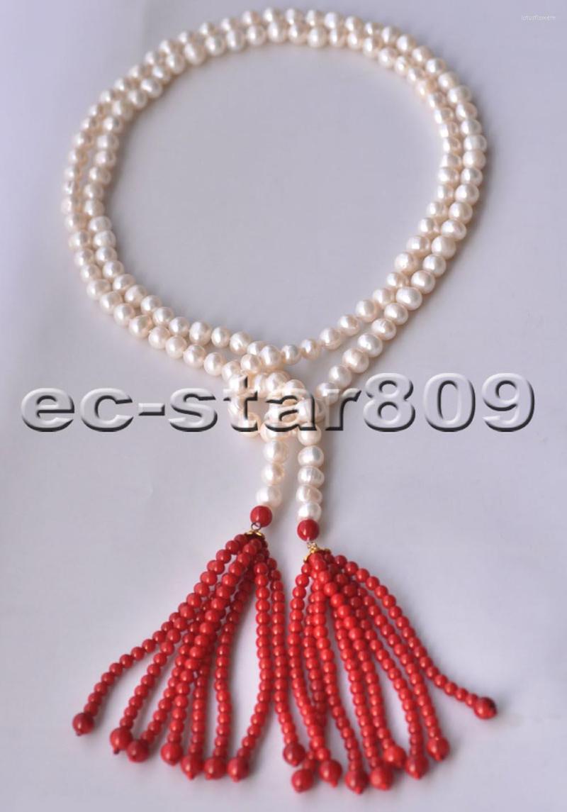 Pendant Necklaces P6647 48" 8mm Red Coral White Round Freshwater PEARL Tassels Necklace Women Fasion Jewellery
Pendant Necklaces P6647 48" 8mm Red Coral White Round Freshwater PEARL Tassels Necklace Women Fasion Jewellery