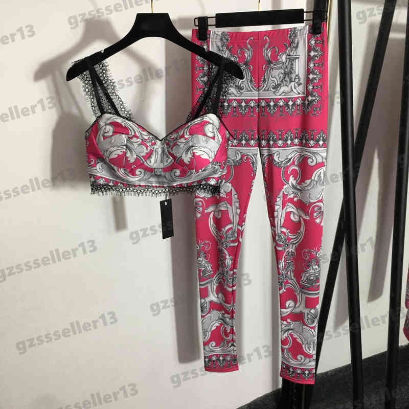 Outfit Women VER Yoga Tracksuits Designer 2 Piece Set Vintage Print Lace Sling Bandeau Tanks Camis Top And Stretch Leggings Jogging Suit 0912
Outfit Women VER Yoga Tracksuits Designer 2 Piece Set Vintage Print Lace Sling Bandeau Tanks Camis Top And Stretch Leggings Jogging Suit 0912