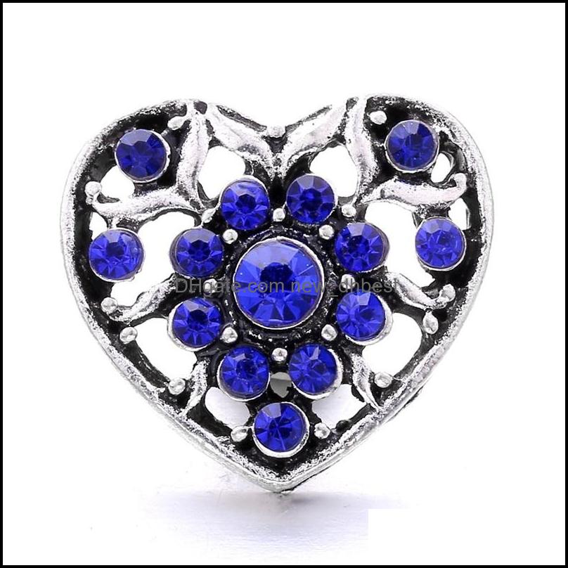 Clasps Hooks Wholesale Rhinestone 18Mm Snap Button Flower Clasp Hollow Metal Zircon Charms For Snaps Jewelry Findings Dhseller2010 Dhjdk