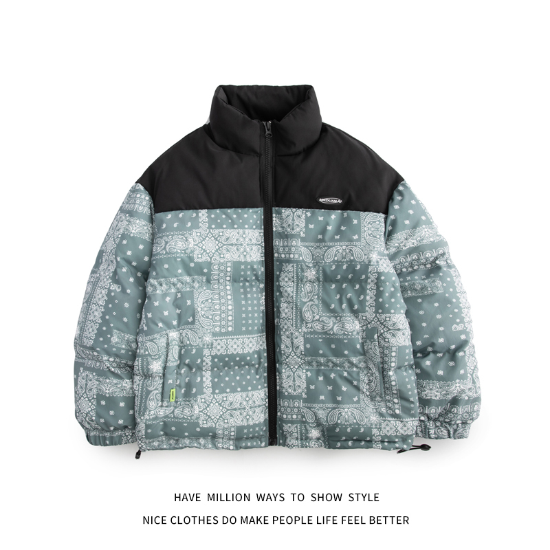 Womens Down Parkas Winter Jacket Thick Warm Winter Bandanna Print Woman Coats Jacket Unisex Man Bomber Varsity Coat Casual High Streetwear Couple 2209
