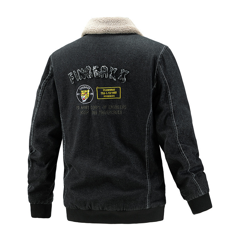 Mens Jackets Thicken Men Denim Jackets Fleece Collar Casual Mens Windbreaker Streetwear Autumn Jeans Cargo Jackets Men Motorcycle Coats 220902