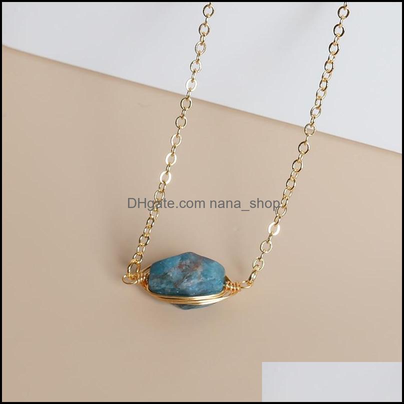 Pendant Necklaces Irregar Druzy Crystal Natural Stone Pendant Necklace Gold Copper Wire Wrap Rose Quartz Chakra Healing Dhseller2010 Dhdme