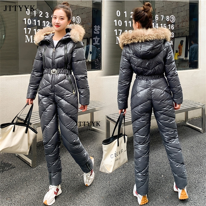 Womens Jumpsuits Rompers Snow One Piece For Women Jumpsuit Ski Clothes Winter Jackets Hooded Parka Bodysuit Outfit Female Jumpsuits Overalls Tracksuit