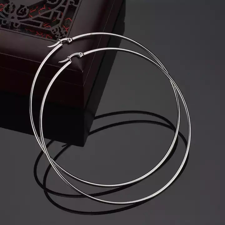 Gold Silver Plated Hoop Earrings for Women Hip Hop Dangle Large Circle Earring Big Female Ear Jewelry