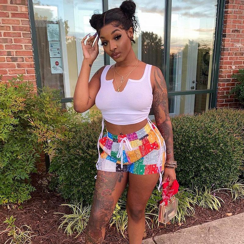 Women' Tracksuits Streetwear Bandana Two Piece Set Women Summer Drawstring Bandage Crop Top And Shorts Matching Sets Outfits Sportwear, Blue
Women' Tracksuits Streetwear Bandana Two Piece Set Women Summer Drawstring Bandage Crop Top And Shorts Matching Sets Outfits Sportwear, Blue