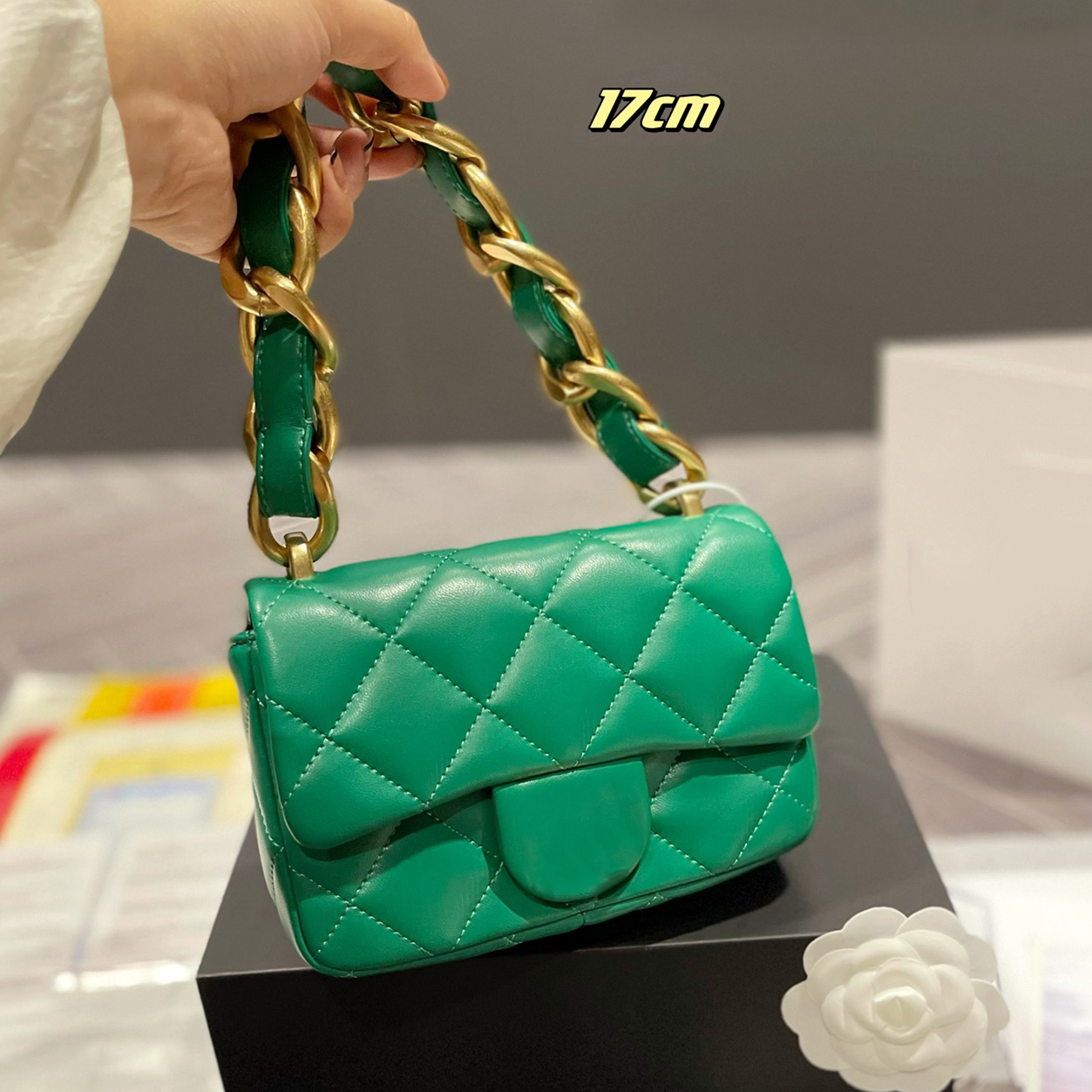 Evening Bags Shoulder 5A 2022 Trendy Bolds Chain Flap Top Calfskin Classic Quilted Plaid Metal Hardware Designer French Luxury Womens Mini Vintage HandbagsF, Sky blue 21cm
Evening Bags Shoulder 5A 2022 Trendy Bolds Chain Flap Top Calfskin Classic Quilted Plaid Metal Hardware Designer French Luxury Womens Mini Vintage HandbagsF, Sky blue 21cm