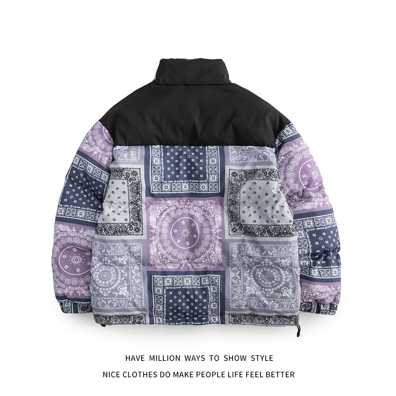 Womens Down Parkas Winter Jacket Thick Warm Winter Bandanna Print Woman Coats Jacket Unisex Man Bomber Varsity Coat Casual High Streetwear Couple 2209