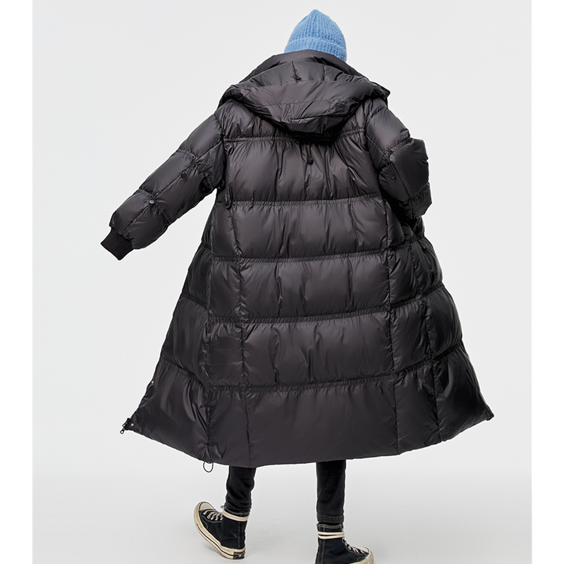 Womens Down Parkas Women Down Parka Mid Length Black Jacket Baggy Winter Waterproof Warm Duck Feather Down Female Hooded Puffer Coat Bubble Outwear 22