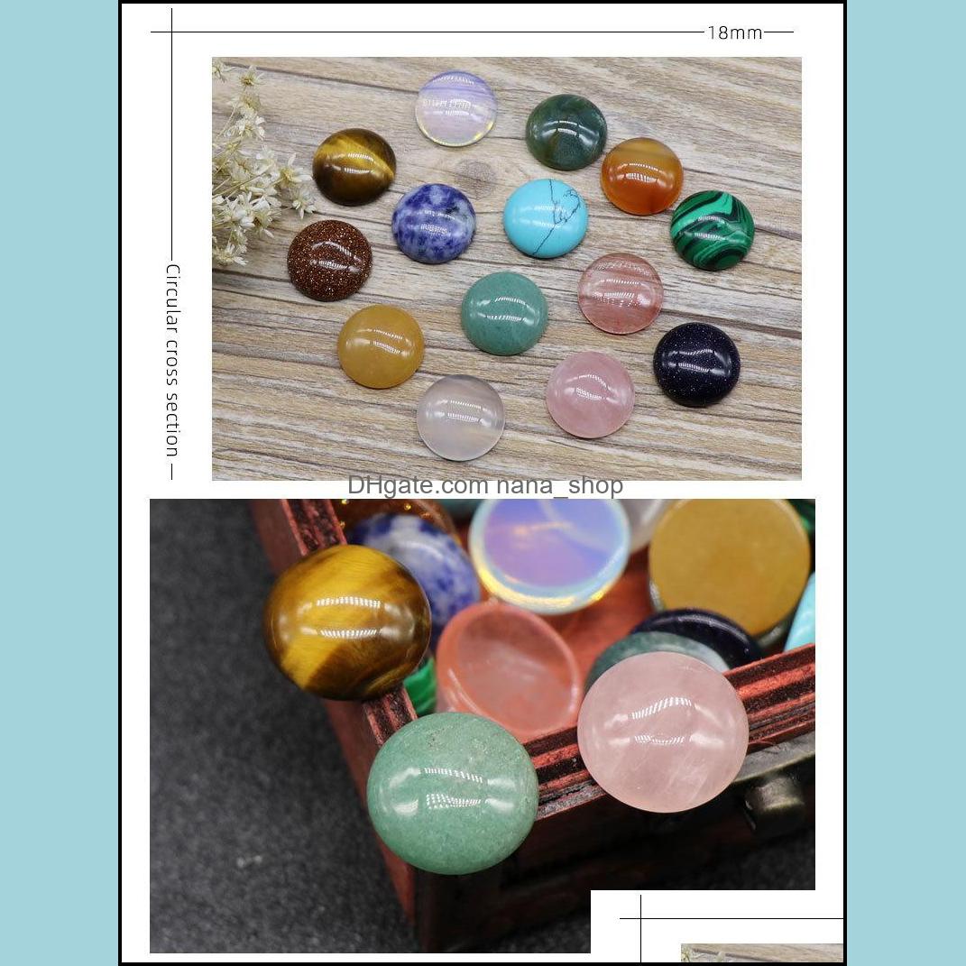 Stone 18Mm Flat Back Assorted Loose Stone Round Shape Cab Cabochons Beads For Jewelry Making Healing Crystal Wholesale Dr Dhseller2010 Dhaix