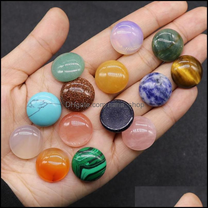 Stone 18Mm Flat Back Assorted Loose Stone Round Shape Cab Cabochons Beads For Jewelry Making Healing Crystal Wholesale Dr Dhseller2010 Dhaix