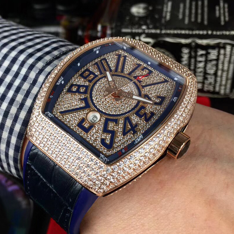 2022 CZ stones Iced out watches Rose Gold Men luxury Automatic Top quality diamonds Blue leather strap watch Sapphire glass zirconia wristwatches waterproof, Only box and papers
2022 CZ stones Iced out watches Rose Gold Men luxury Automatic Top quality diamonds Blue leather strap watch Sapphire glass zirconia wristwatches waterproof, Only box and papers