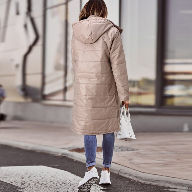 Womens Down Parkas Sleeve Vest Quilted Down Pockets Warm Down Womens Winter Hood Long With Jacket With Jacket Coat Quilted Outdoor 220902