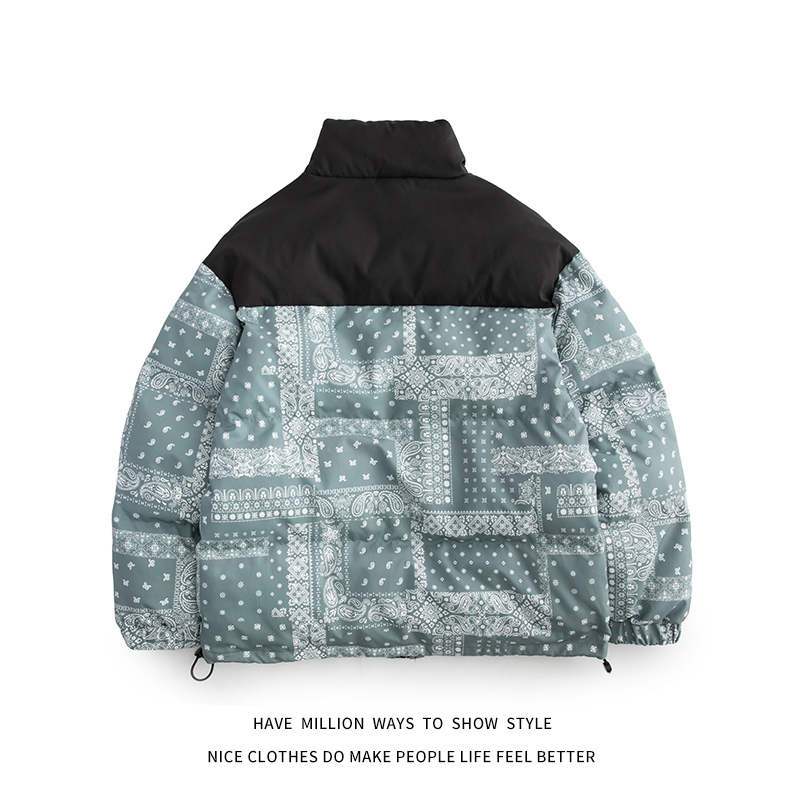 Womens Down Parkas Winter Jacket Thick Warm Winter Bandanna Print Woman Coats Jacket Unisex Man Bomber Varsity Coat Casual High Streetwear Couple 2209