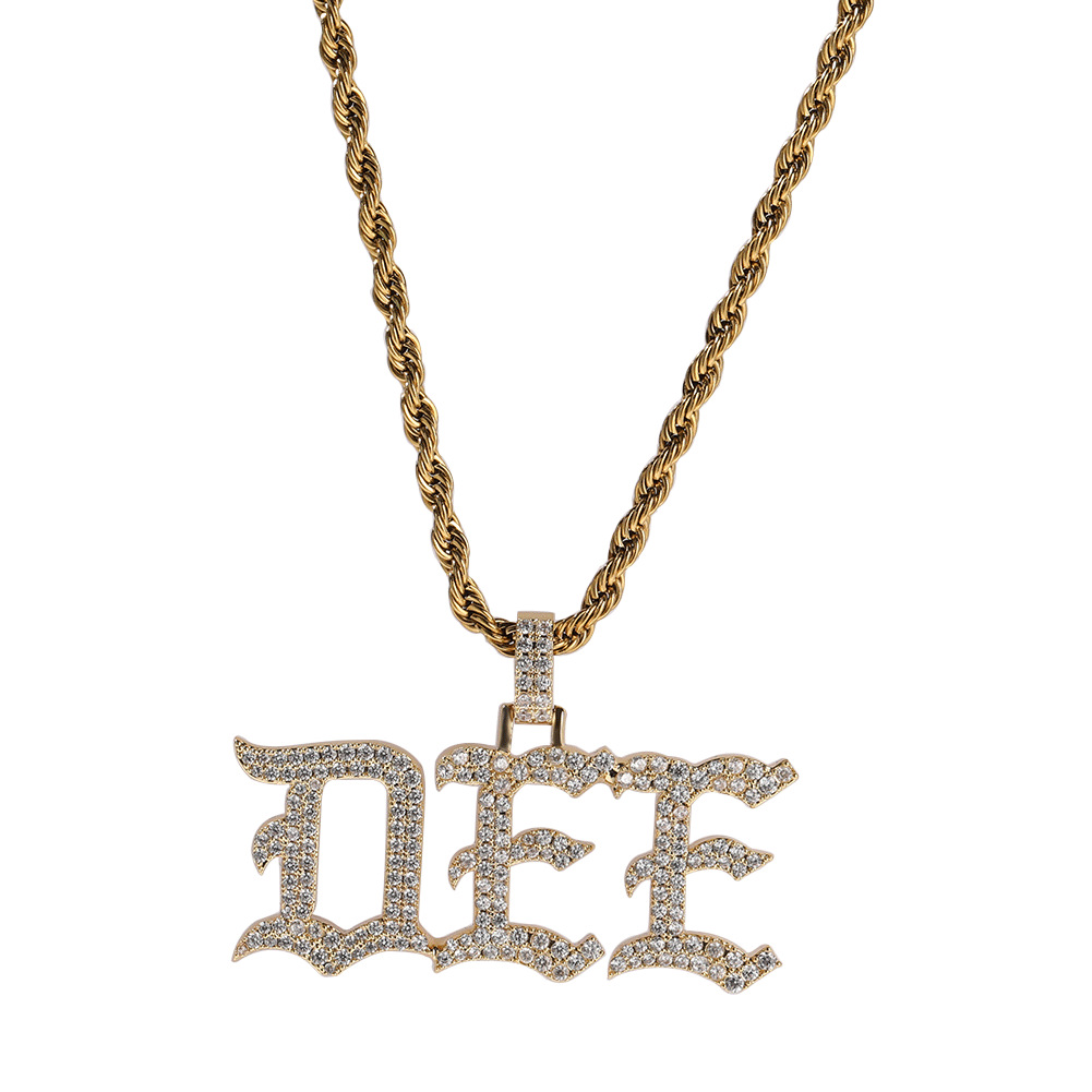 TopBling Hip Hop A-Z Custom Letters Pendant Necklaces Jewelry Charm Gift for Men Women 18K Real Gold Plated