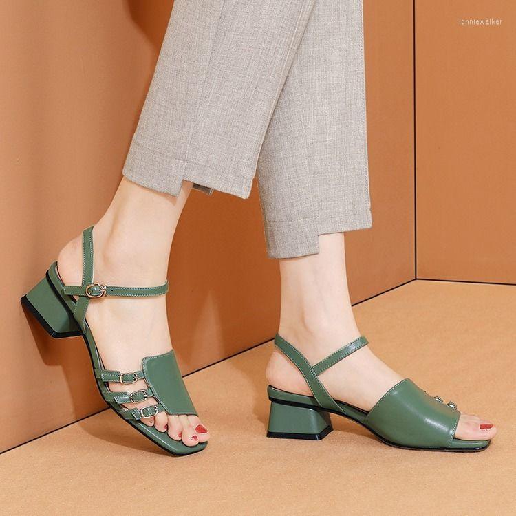 Sandals Soft Leather Women's 2022 Summer Mid-heel Thick-heeled Open-toe Female One-word Buckle Outer Shoes, Black
Sandals Soft Leather Women's 2022 Summer Mid-heel Thick-heeled Open-toe Female One-word Buckle Outer Shoes, Black