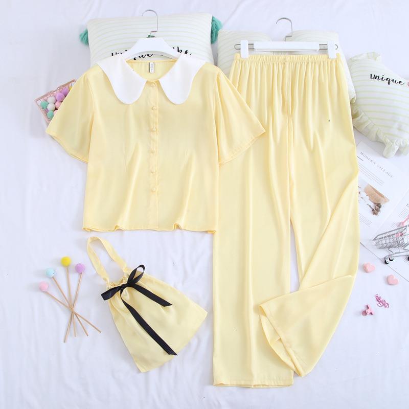 Short Sleeve Pants Two Piece Set Spring Sleepwear Loose Casual Thin Rayon Home, Yellow
Short Sleeve Pants Two Piece Set Spring Sleepwear Loose Casual Thin Rayon Home, Yellow