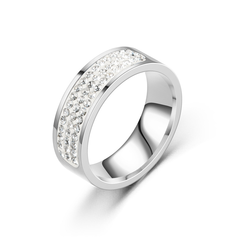 Stainless Steel Austrian Crystal Band Ring Delicate Diamond Men Women Rings Anti Allergic Gold Silver Black Polymer Clay Crystal Finger Ring Jewelry G - view 7
