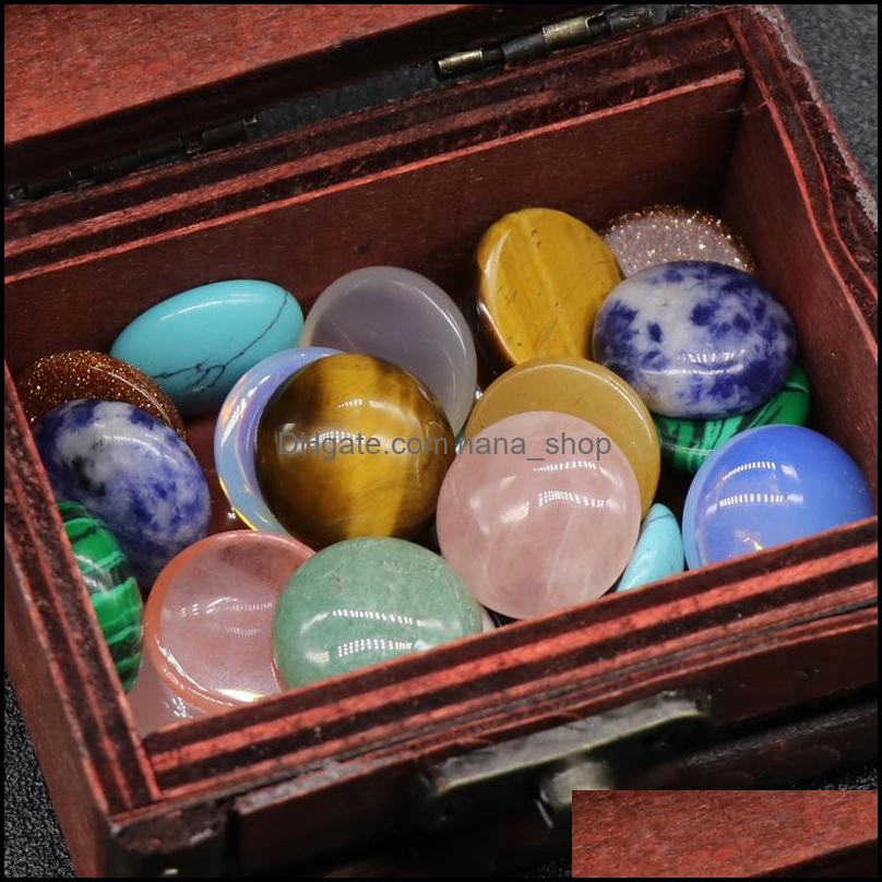 Stone 18Mm Flat Back Assorted Loose Stone Round Shape Cab Cabochons Beads For Jewelry Making Healing Crystal Wholesale Dr Dhseller2010 Dhaix