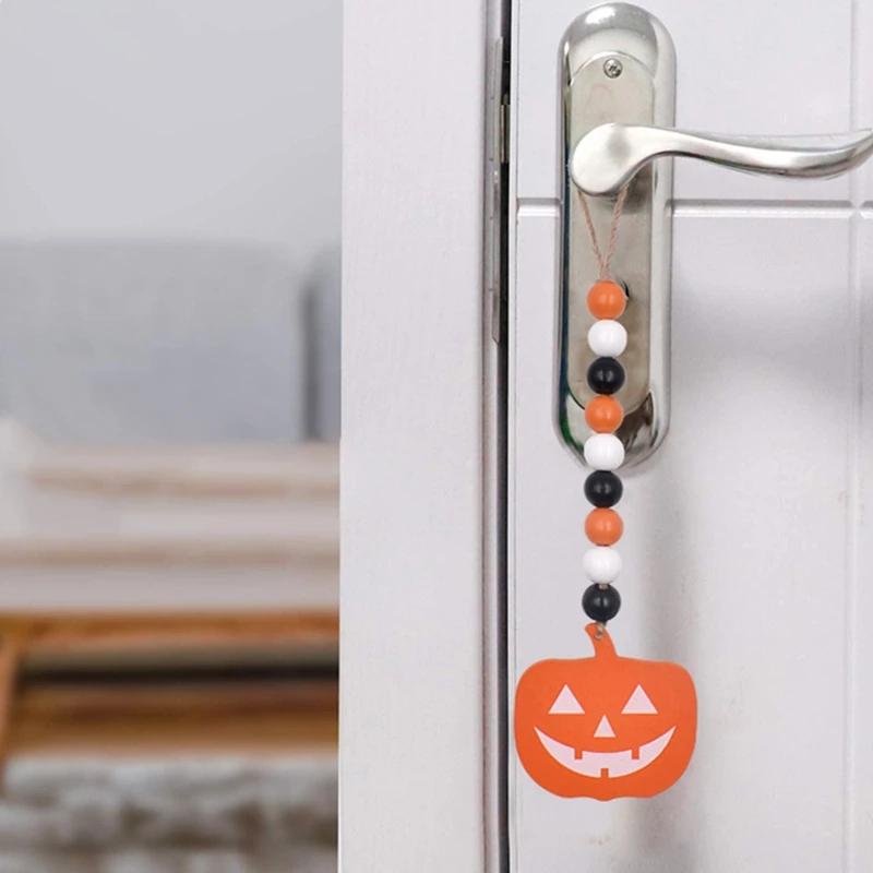 Party Halloween Decoration Decor Wooden Beads Garland Pumpkin Ghost Skull Wood Chip Pendant For Home Rustic Hanging Ornament 902