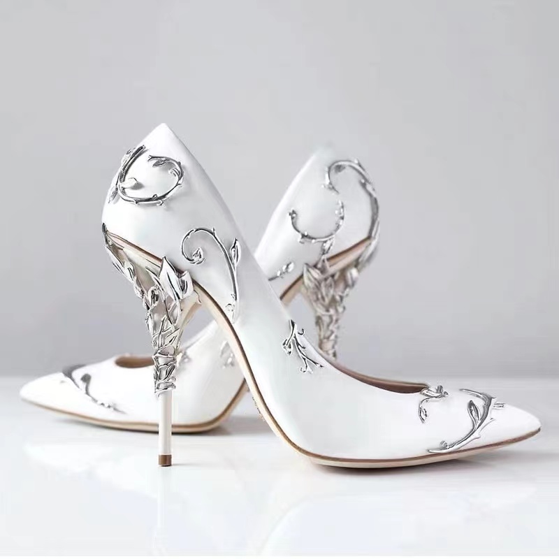 Elegant Women's Shoes Fashion Metal Flower Stiletto High Heel Bride Wedding Party Shoe Ladies Pointed Toe Satin Pumps, White
Elegant Women's Shoes Fashion Metal Flower Stiletto High Heel Bride Wedding Party Shoe Ladies Pointed Toe Satin Pumps, White