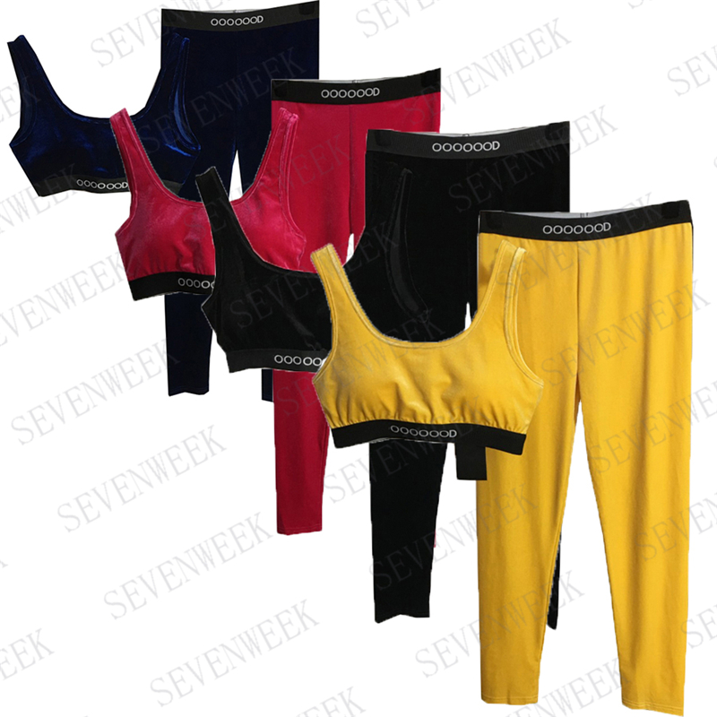 Velvet Yoga Suits Vest Leggings Womens Tracksuits Designer Letter Printed Sports Bra Pants Two Piece