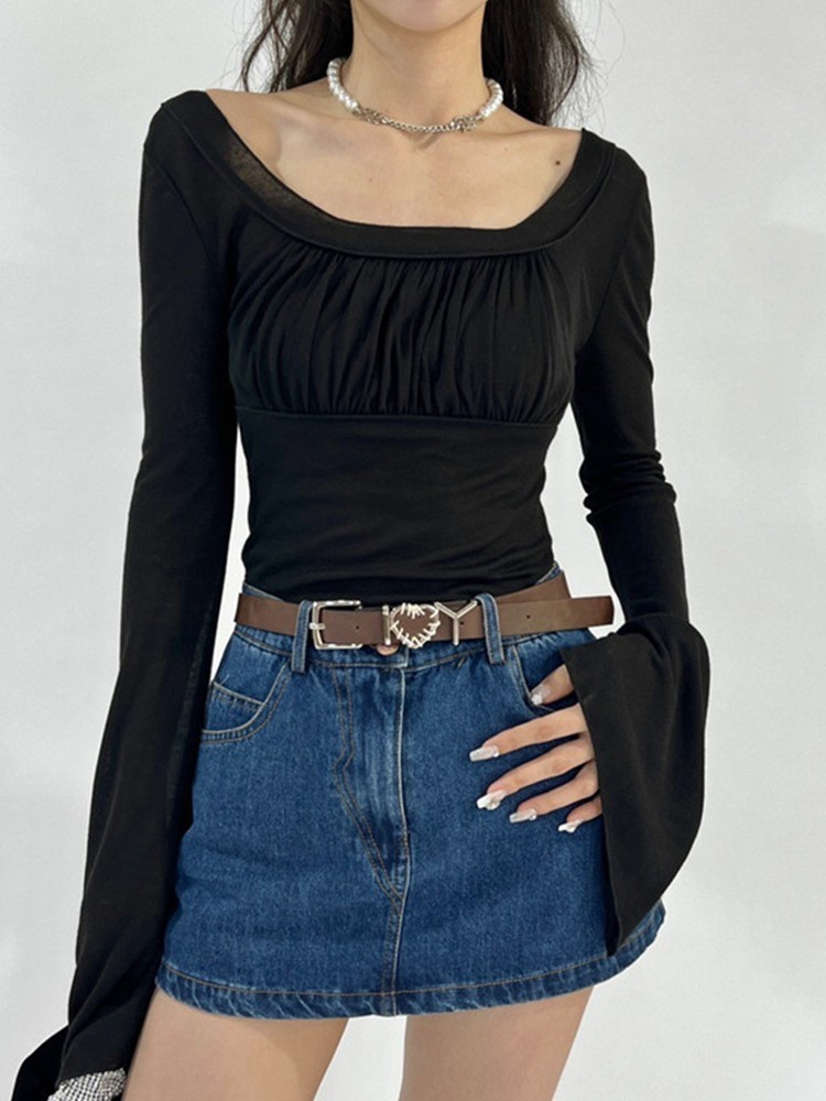 Womens TShirt Tonngirls Harajuku T Shirt Women Grunge Aesthetic Crop Tops Korean Style Vintage Streetwear Square Collar Lady Tshirts 220902