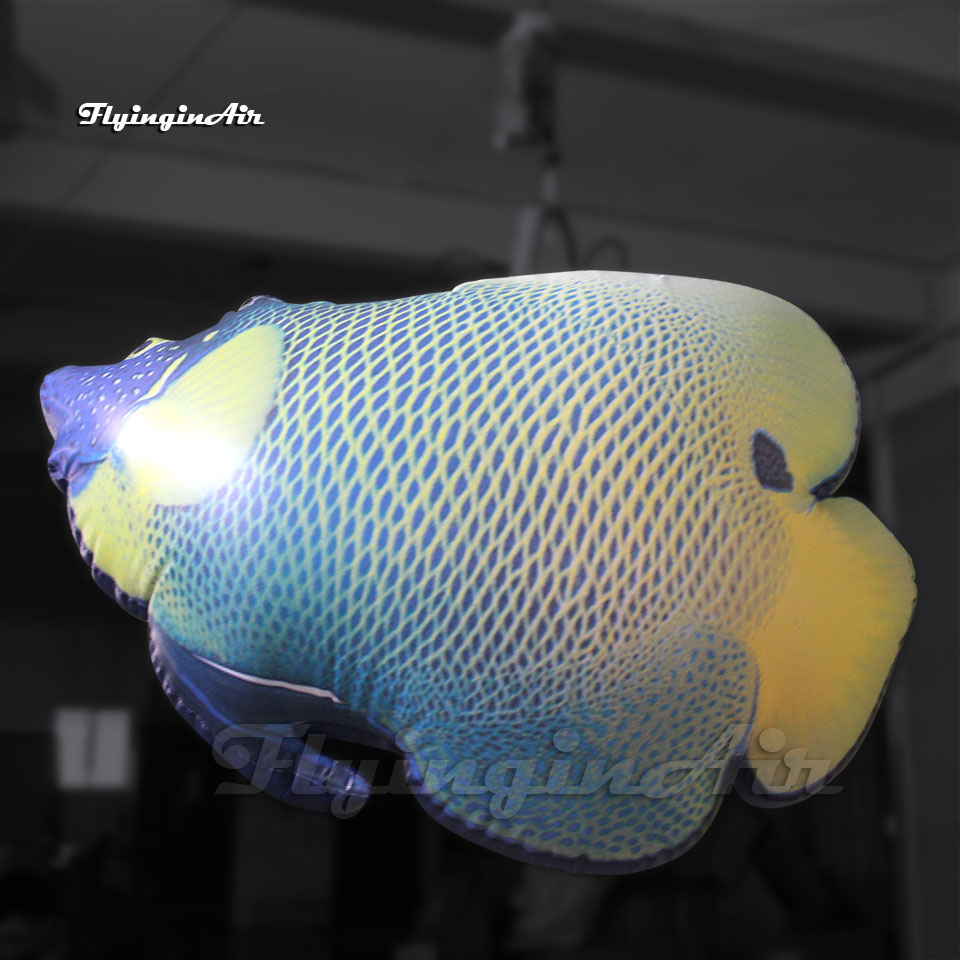 Simulated Large Hanging Inflatable Tropical Marine Fish Balloon With LED Light For Shopping Center Ceiling Decoration