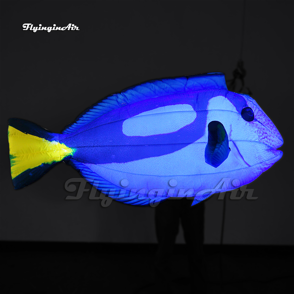 Huge Lighting Inflatable Tropical Marine Fish Balloon Blower And Light Inside For Event