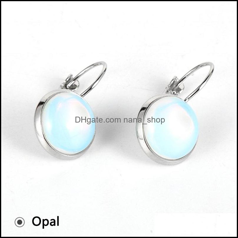 Charm 12Mm Women Turquoises Rose Crystal Quartz Tiger Eye Opal Stone Charms Dangling Earrings Amethysts Hanging Earring Dhseller2010 Dhsln