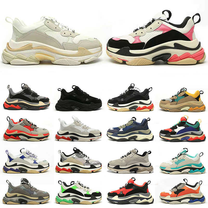 Walking Triple S Men Femmes Designer Chaussures d￩contract￩es Platforms Sneakers blanc noir blanc gris fonc￩ rose divis￩ multi-fuchsia beige Gree