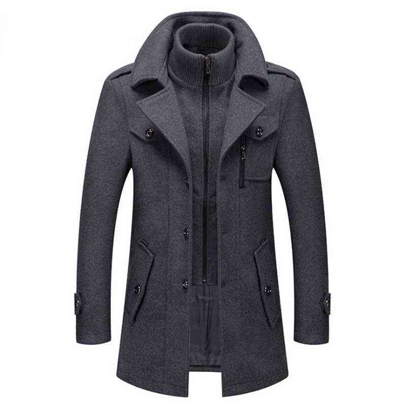 Men's Suits Blazers 2021 Brand Autumn And Winter Wool Jacket Solid Color Cold-Proof Doublar casual Windbreaker Male 4XL L220902
