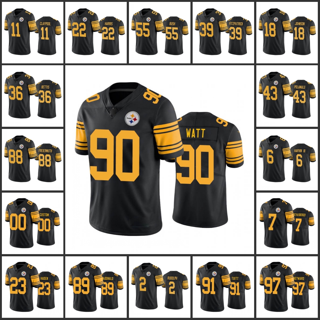 Jersey Pittsburgh''Steelers''Men 6 Pressley Harvin III 90 T.J. Watt 22 Najee Harris 11 Chase Claypool Women Youth Custom Color Rush Black
Jersey Pittsburgh''Steelers''Men 6 Pressley Harvin III 90 T.J. Watt 22 Najee Harris 11 Chase Claypool Women Youth Custom Color Rush Black