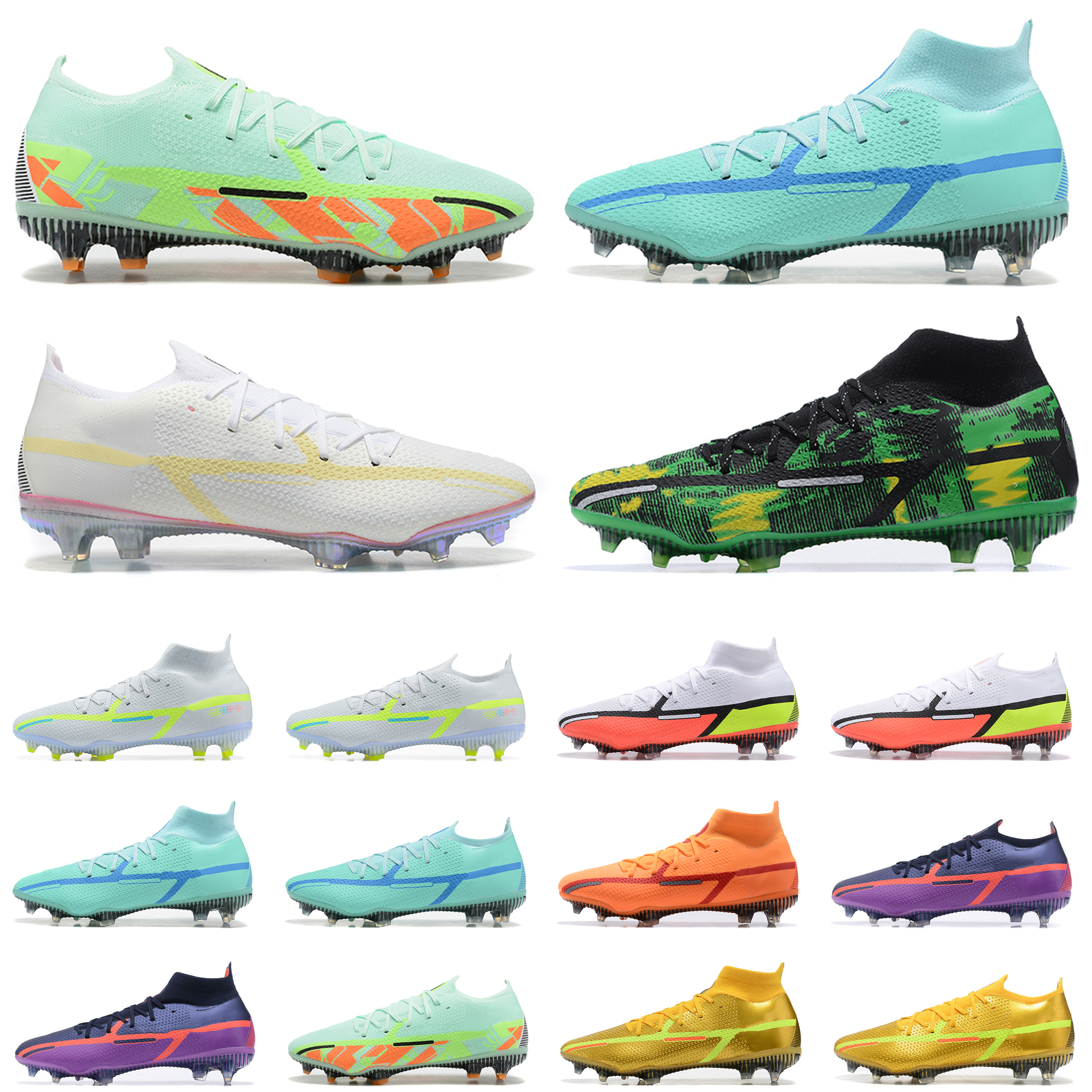Image of soccer cleats man shoes Phantom GT2 Dynamic Fit DF Elite FG Firm Ground Cleat Vivid Purple Golden White Bright Crimson Football Sneakers men
