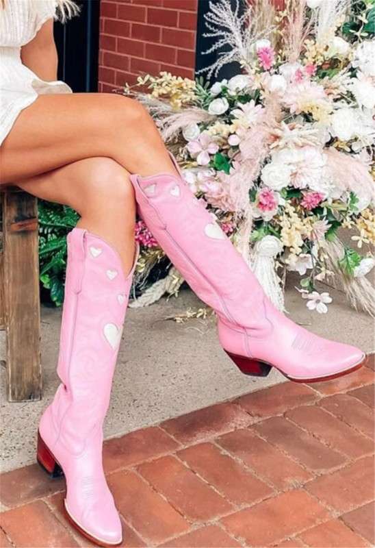 Boots AOSPHIRAYLIAN Retro Cowboy Heart Shape Winter For Women Women's Autumn Knee High Western Shoes 220902