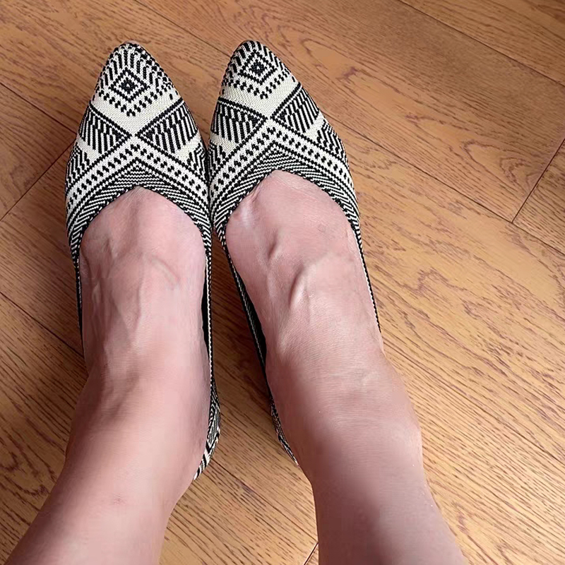 Dress Shoes Stretch Knitted Ballet Flats Women Breathable Mesh Flat Casual Loafers Slip on Pointed Toe Boat Spring Summer 220902