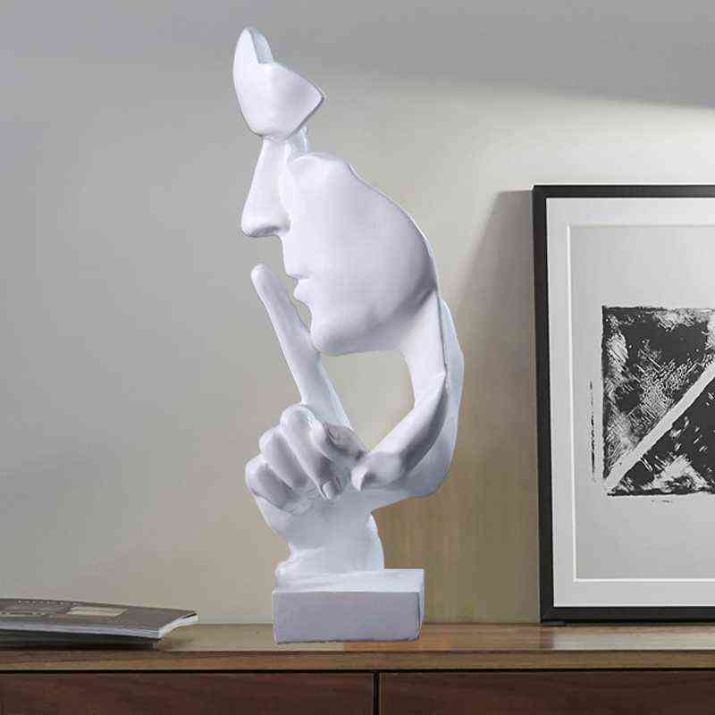 Decorative Objects Figurines Silence is Gold Statue Resin Abstract Face Sculpture Art Craft Living Room Office Home Decoration Ornaments T220902